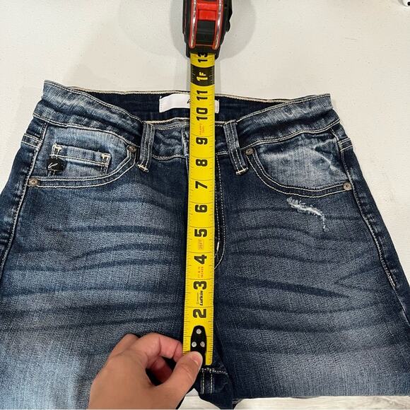 Kancan High Rise Ankle Skinny Stretch Jean Frayed Hem Dark Wash 5/26 - Picture 8 of 9